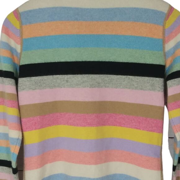 One Girl Who Multi Striped 100% Cashmere Zip Front Sweater Sz Small - Picture 4 of 7